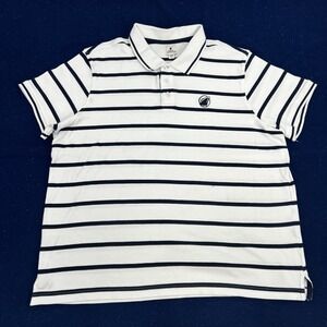 Holland American Line Shirt Men's L White Blue Stripes Cruise Short Sleeve Polo